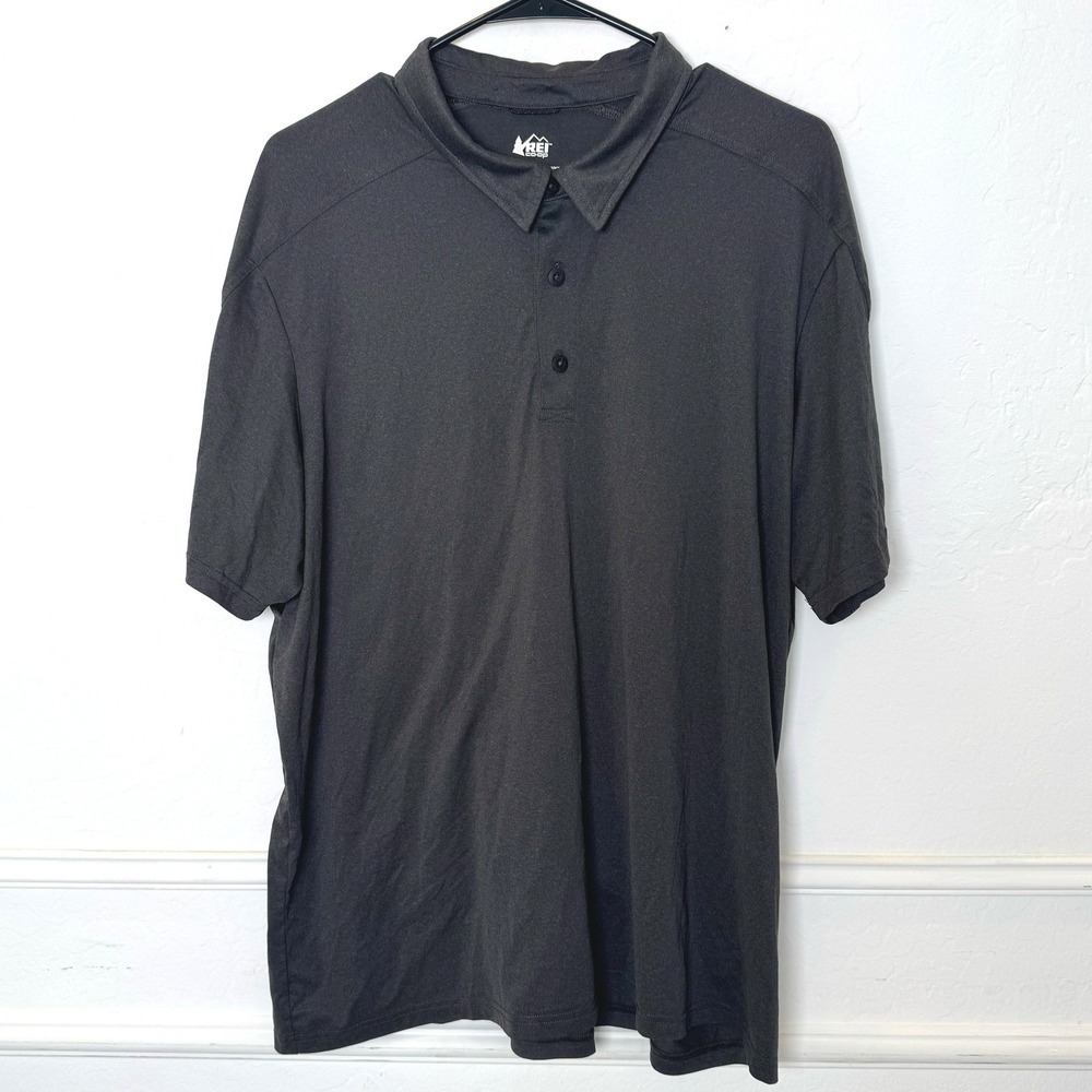 REI Co-op Sahara Polo Shirt Men XL Gray Performance Stretch‎ Short Sleeve